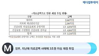 [메디컬투데이TV] 정부, 지난해 의료공백 사태에 3조원 이상 재정 투입