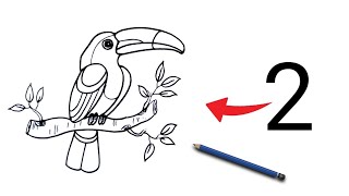Toucan Bird Drawing from number 2 | How to draw Toucan Bird | very easy tutorial |