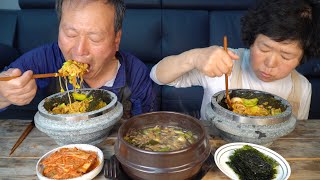 구수한 된장찌개에 뜨끈한 돌솥비빔밥! (Hot Stone Pot Bibimbap \u0026 Bean paste stew)요리\u0026먹방!! - Mukbang eating show