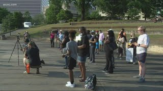 Crowd gathers in Uptown Charlotte to honor George Floyd's memory