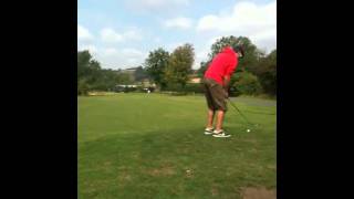 gary lawton golfing at snainton driving range, golf, golfing, teeing off.