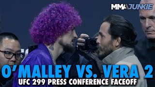 Sean O'Malley, Marlon Vera Exchange Words at UFC 299 Press Conference Faceoff