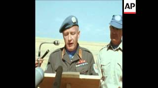 SYND 8-3-74 UN COMMISSIONER ENSIO SIILASVUO PATROLLING EGYPTIAN SIDE OF CANAL