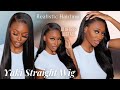 REALISTIC HAIRLINE!! Glueless Yaki Straight Wig | Mimics Natural & Relaxed Hair | OMGHerHair