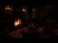 royal library ambience u0026 relaxing rain reduces insomnia😴asmr cozy fireplace rain on window to sleep