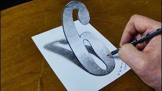 DRAWING NUMBER 6 - How to Draw 3D Number Six with One Pencil - Vamos