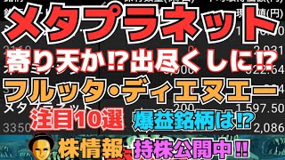 【株投資】『メタプラネット』出尽くし下落⁉トランプ相場は⁉,『フルッタ』業績期待もいったん調整か⁉,『ディーエヌエー』ポケポケ人気が止まらない⁉【掲示板トレーダー】