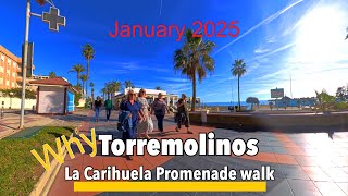 Torremolinos🇪🇸Sunny Stroll Along La Carihuela Promenade, January 2025  22°C Winter Bliss