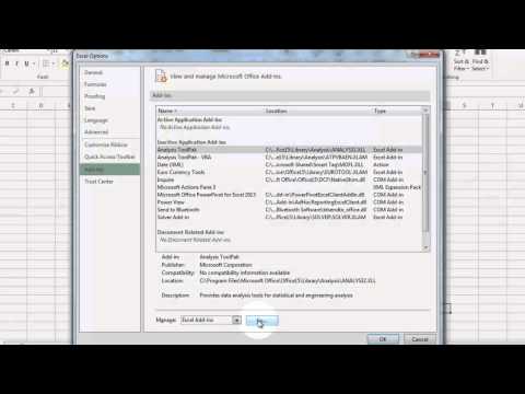 Installing Analysis TookPak on Excel 2013 Installing Analysis TookPak on Excel 2013