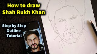 How to draw Shahrukh Khan Step by Step // full sketch outline tutorial for beginners