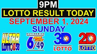 Lotto Result Today 9pm September 1 2024 (PCSO)