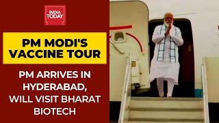 PM Modi Arrives In Hyderabad, Heads To Bharat Biotech To Review 'Covaxin' Vaccine