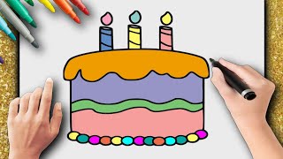 🎂🎈 HOW TO DRAW A BIRTHDAY CAKE? DESIGN AN EASY KIDS CAKE – STEP BY STEP