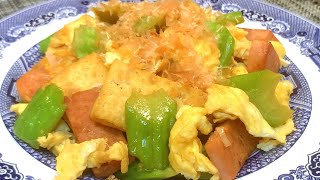 Fried Bitter Melon with Eggs and Tofu。如何才能做出美味的冲绳名菜 - 苦瓜炒鸡蛋豆腐？酱汁是关键。味道独特. 营养健康，简单易做。 #美味， #健康，#清淡