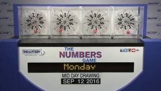 Midday Numbers Game Drawing: Monday, September 12, 2016