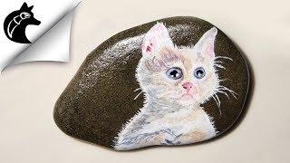 Rock Painting Ideas - Cat