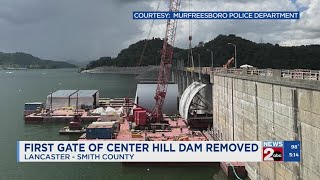 First gate of Center Hill Dam removed