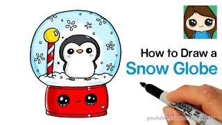 How to Draw a Snow Globe Easy with Cute Penguin