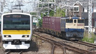 【国鉄色】EF65-2089牽引の鹿島貨物（1093レ）津田沼駅を通過