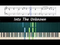 How to play the piano part of INTO THE UNKNOWN by Idina Menzel & AURORA (sheet music)