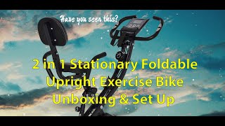 2 in 1 Upright Stationary Foldable Exercise Bike Unboxing and Set Up