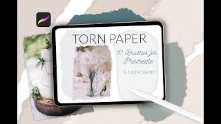 Watercolor torn paper brush for Procreate
