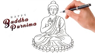 How to draw Gautam Buddha drawing easy - How to draw buddha drawing easy
