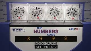 Midday Numbers Game Drawing: Tuesday, September 26, 2017