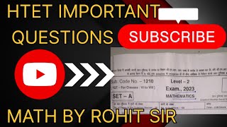 HTET 2023 Level 2 Math #study#htet #htetpreviousyearquestion #htetpreparation #htetharyana Part -1