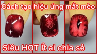 Cách tạo hiệu ứng mắt mèo design mẫu nails noel nhanh gọn lẹ