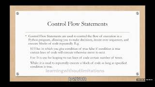 CONTROL FLOW STATEMENT IN PYTHON COURSE FOR BEGINNERS PART 3