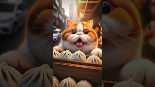 Hungry Cat 🐾 Steals a Bun 🥟 on the Street! #catcute #catlover #funny #cute #animals #cooking