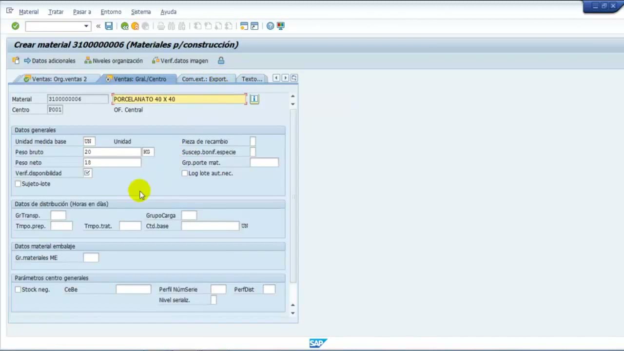Maestro De Materiales Sap Mm Mm01 Mm02 Mm03 Youtube