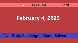 Microsoft Solitaire Collection | FreeCell Hard | February 4, 2025 | Daily Challenges