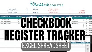 Checkbook Register Tracker Excel Spreadsheet