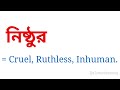 নিষ্ঠুর কে ইংরেজিতে কি বলা হয় নিষ্ঠুর এর ইংরেজি কি হবে bengali to english meaning