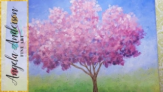 Easy Impressionist Cherry Blossom Tree | Live Full Acrylic Painting Lesson | #ColoroftheYearArt