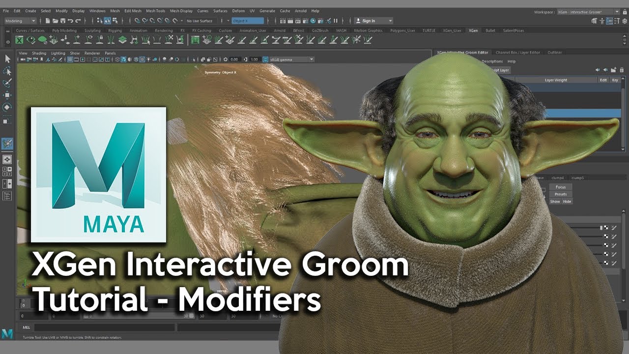 Maya Xgen Interactive Groom Tutorial Modifiers Youtube