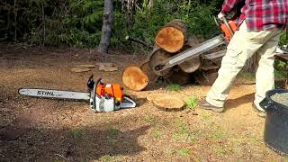 Stihl 066 and Husqvarna 288 chainsaws