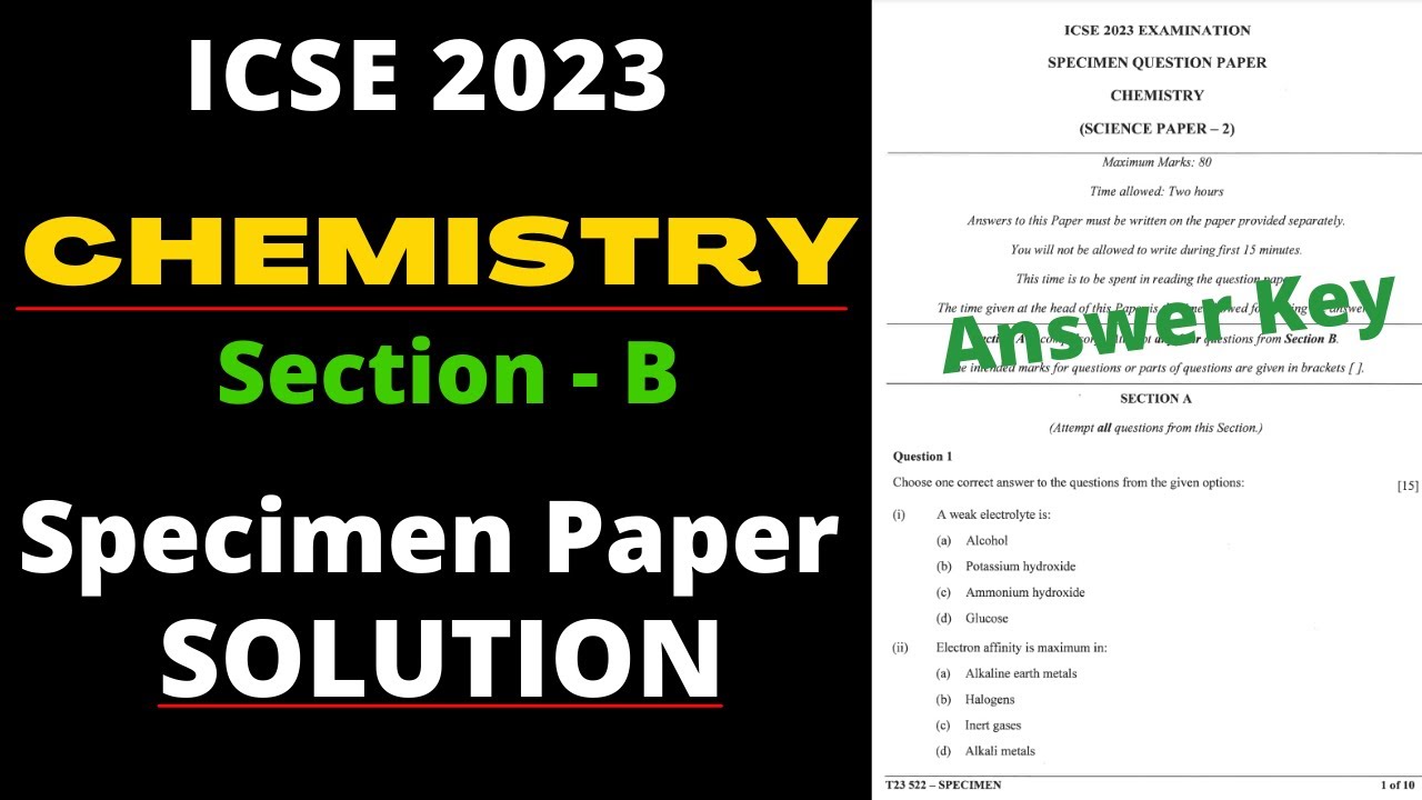 CHEMISTRY Specimen Paper Solution ICSE Class 10 Section B - YouTube