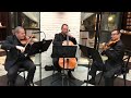 Sunset Strings’ trio performs “Here Comes the Sun” by The Beatles before a wedding ceremony.