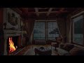 cozy winter cabin ambience ❄️ fireplace u0026 snow sounds for relaxation and peaceful sleep