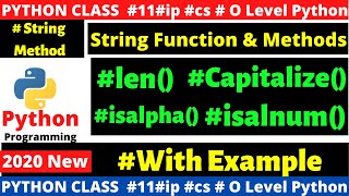 python string functions : len() | capitalize() | isalnum() | isalpha() method of string in #python