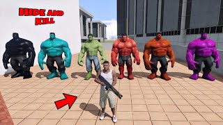 GTA 5 : FRANKLIN PLAYING HIDE AND KILL WITH COLORFUL HULK