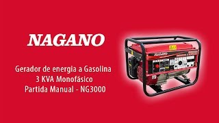 Gerador de energia a Gasolina 3 KVA Monofásico Partida Manual - NG3000