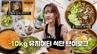 【먹방vlog】 간헐적단식으로 살 뺀 유지어터의 초 현실 식단브이로그🥗(홈메이드포케•존맛계란샌드위치•수육국밥에 부추전•직장인도시락•브릭샌드 휘낭시에🍪)