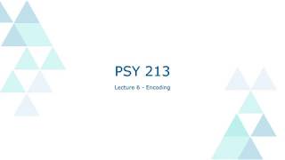 PSY213 - Lecture 6: Encoding