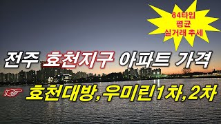 전주 효천지구 전주효천대방노블랜드에코파크,전주효천우미린더퍼스트(효천우미린1단지),전주효천우미린더프레스티지(효천우미린2단지) 아파트 매매 가격은?