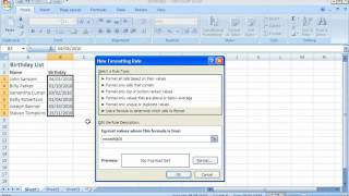 Highlight this Months Birthdays in Excel