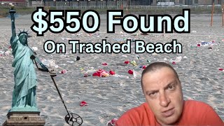 Beach Was TRASHED! I Found $550 With My Metal Detector